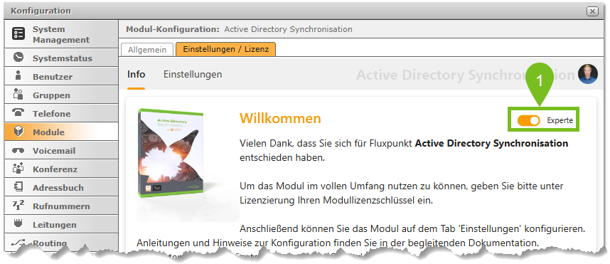 Aktivierung des Expertenmodus